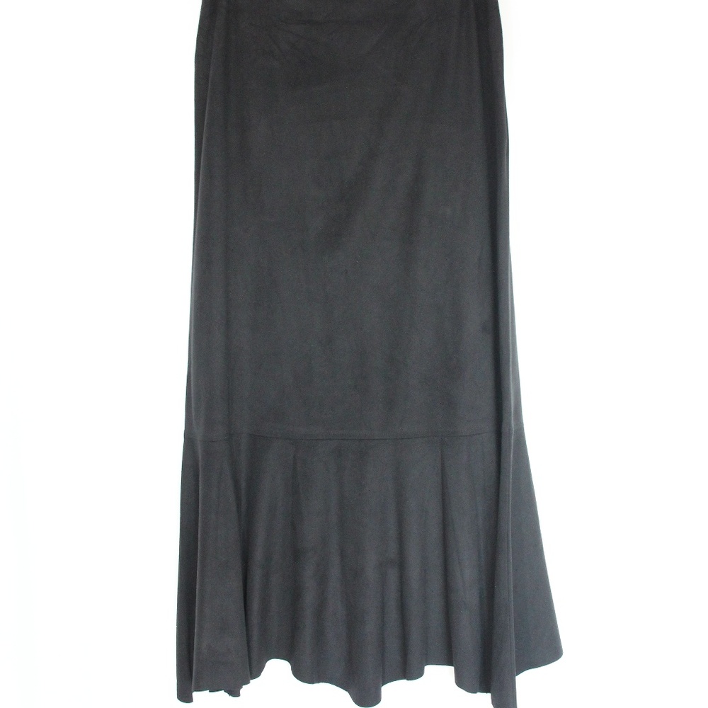 J Jill Long Maxi Skirt Women sz 8 Black Faux Suede